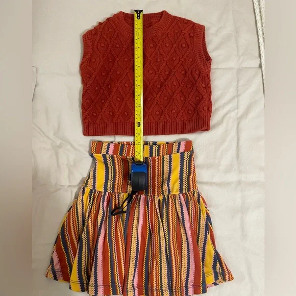 Misha & Puff girls used Rust Orange Knit Sweater Vest and cute matching skirt